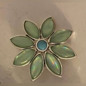 Vintage Flower brooch in green and blue hues
